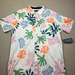 Roark Journey Coral Reefer Button Up Shirt, Bone, Leaf,  Men's Sz M. RW632